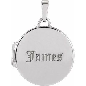 14K White Gold 25.6 X 18 Mm Polished Round Metal Locket