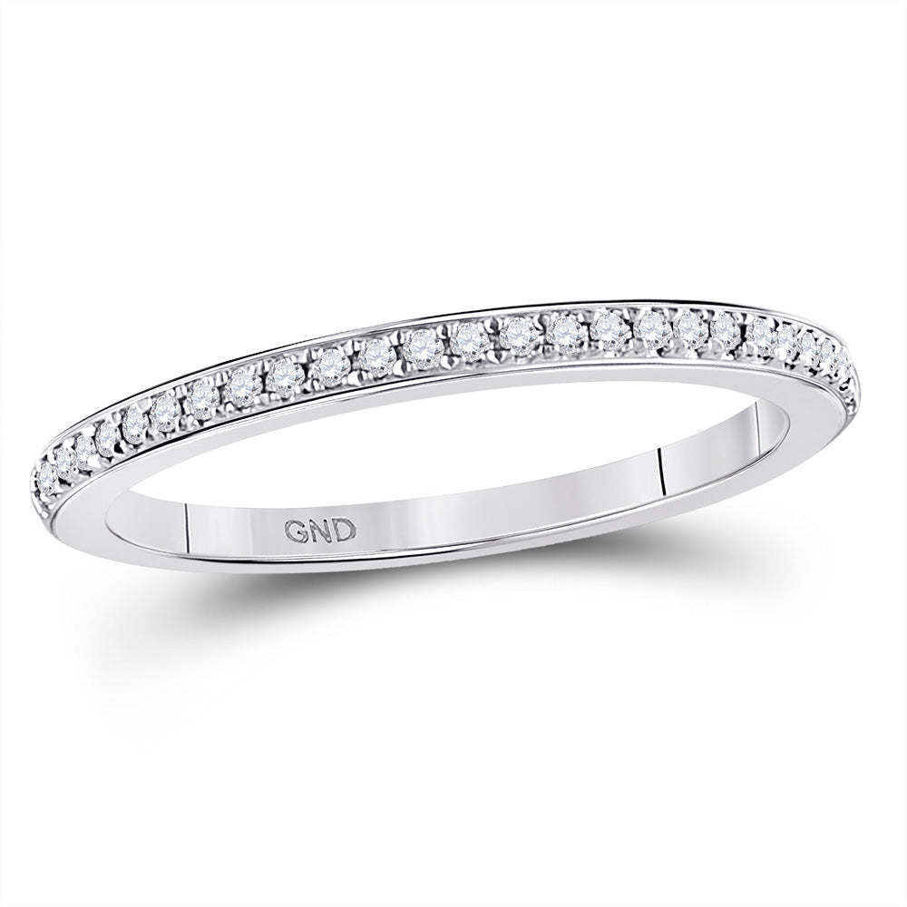 10K Rose Or White Gold Womens Round Diamond Single Row Stackable Band Ring 1/8 Cttw, Womens Size: 5-10