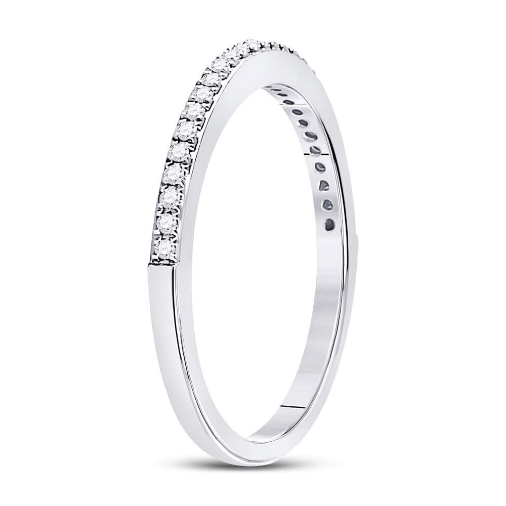 10K Rose Or White Gold Womens Round Diamond Single Row Stackable Band Ring 1/8 Cttw, Womens Size: 5-10