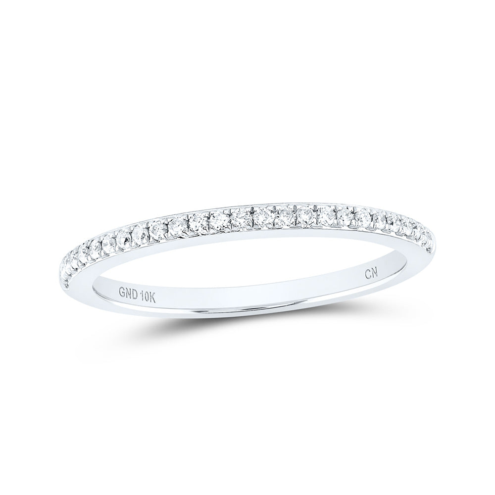10K Rose Or White Gold Womens Round Diamond Single Row Stackable Band Ring 1/8 Cttw, Womens Size: 5-10