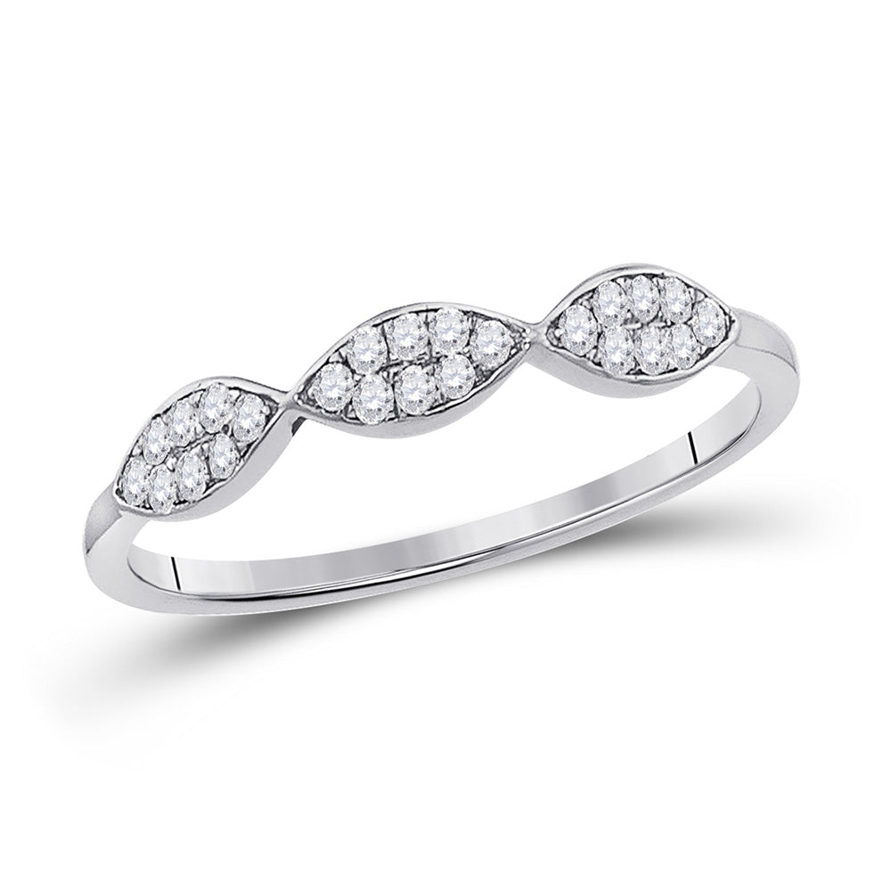 10K White Gold Womens Round Diamond Oval Cluster Stackable Band Ring 1/8 Cttw, Womens Size: 5-10