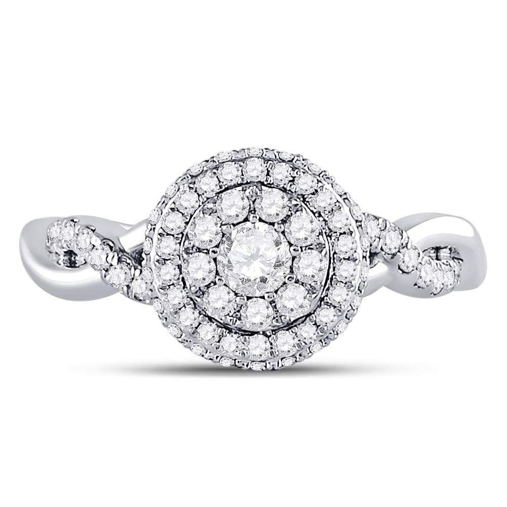 10K Yellow Or White Gold Round Diamond Halo Bridal Wedding Engagement Ring 3/4 Cttw, Womens Size: 5-10