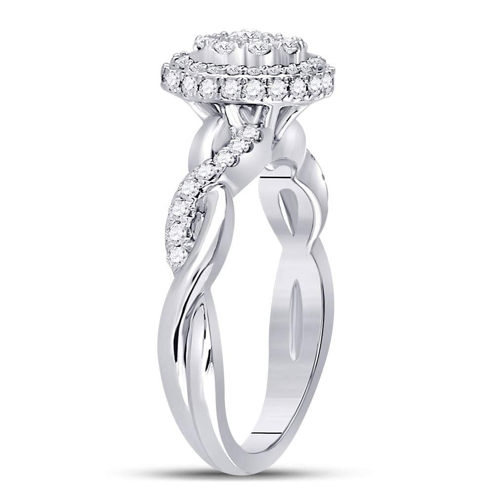 10K Yellow Or White Gold Round Diamond Halo Bridal Wedding Engagement Ring 3/4 Cttw, Womens Size: 5-10