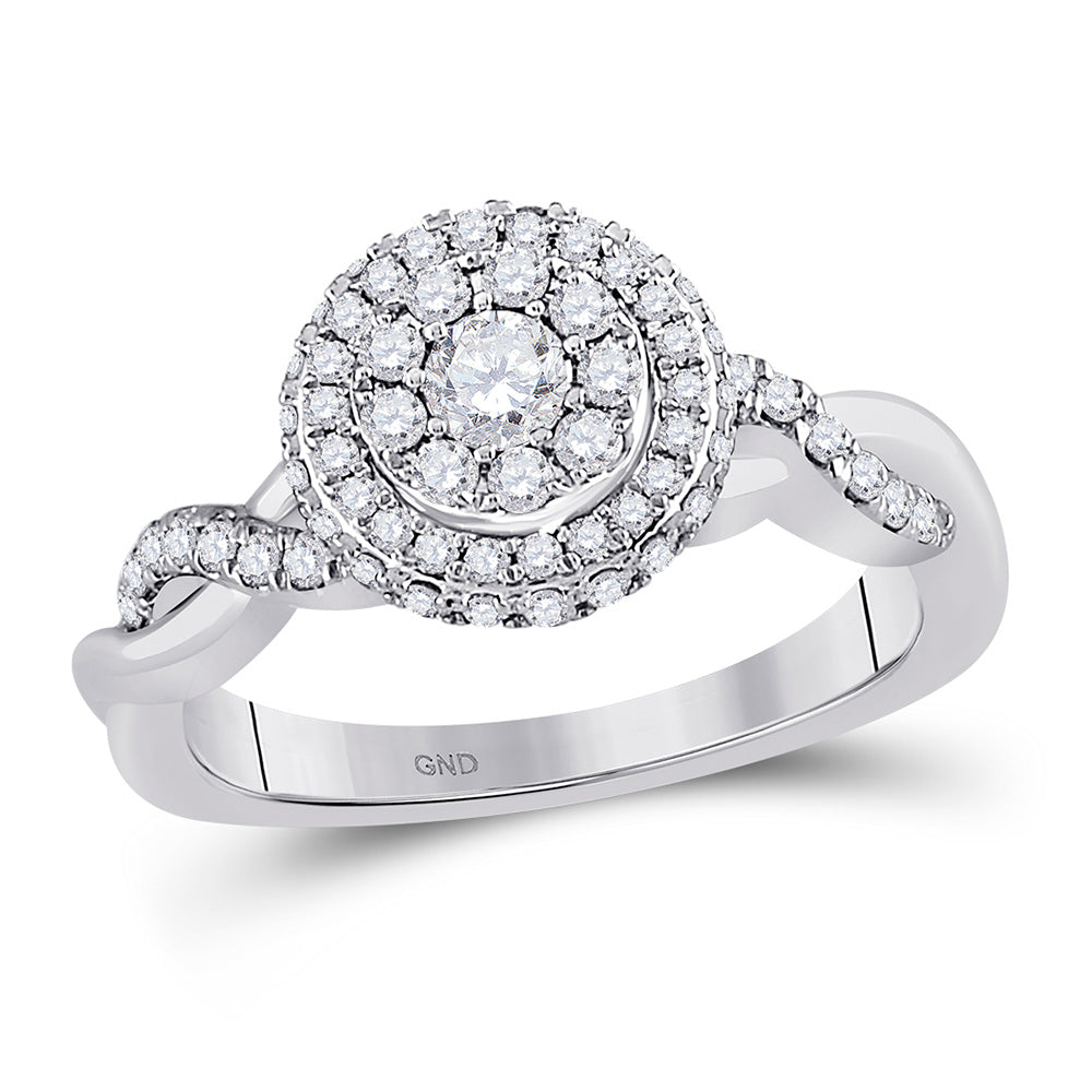 10K Yellow Or White Gold Round Diamond Halo Bridal Wedding Engagement Ring 3/4 Cttw, Womens Size: 5-10
