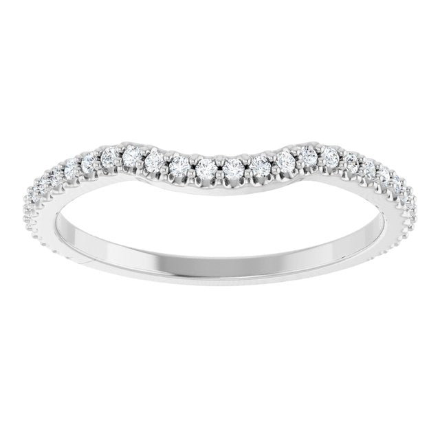 14K White Gold Round 1.1 Mm Polished 1/5 Ctw Lab Grown Diamond Contour Band, Size 7