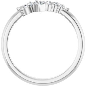 Platinum Polished 0.2 Ct Natural Diamond 2-prong Contour Band Size 7