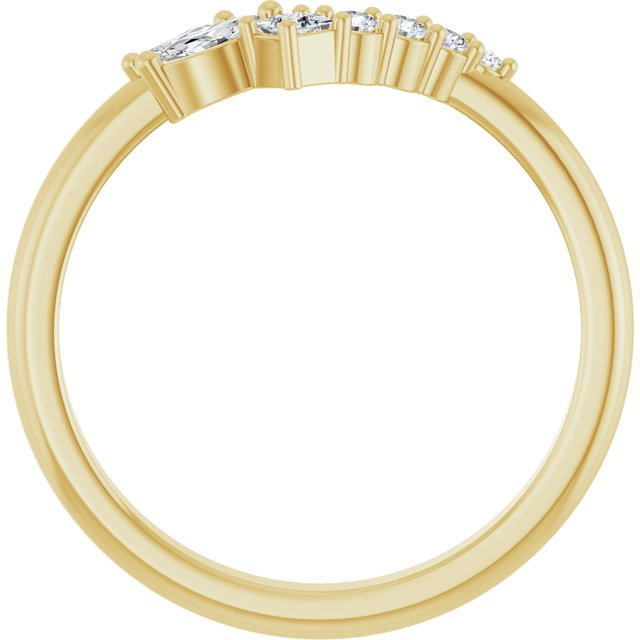 14K Yellow Or White Gold Marquise 4 X 2 Mm Polished 1/5 Lab Grown Diamond Contour Band, Size 7