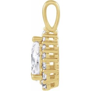 14K Yellow Gold Pear 8 X 5.5Mm G-H 1 1/2 Ctw Lab-Grown Diamond Halo-Style Pendant