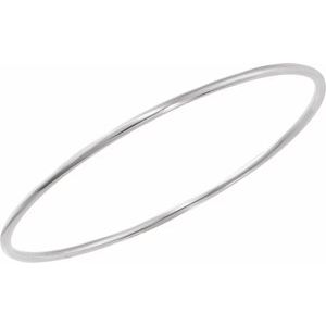 14K White Gold 2 Mm 7 1/2 In Polished Bangle Bracelet