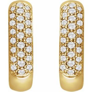 14K Yellow Gold Pair Round Shape 1.2Mm Si2-Si3, Ghi 1/3 Ctw Lab-Grown Diamond Hoop Earrings, Length: 14.85 Mm, Thickness: 4.15 Mm