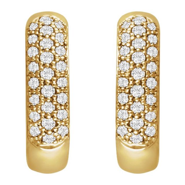 14K Yellow Gold Round 14.85 Mm 4.15 Mm 1.2Mm I1, H+ Pair Hinged Polished 1/3 Ctw Natural Diamond Hoop Earrings