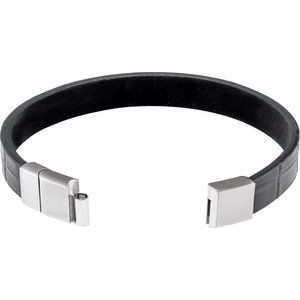 Stainless Steel 8.5 In 11 Mm Leather Cord Bracelet With Brushed Stainless Steel Clasp