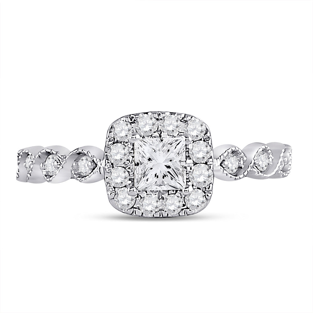 14K Two-tone Gold Princess Diamond Solitaire Bridal Wedding Engagement Ring 3/4 Cttw, Womens Size: 5-10