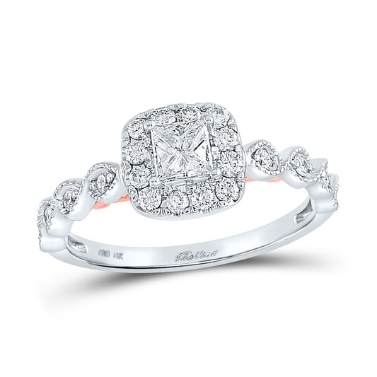 14K Two-tone Gold Princess Diamond Solitaire Bridal Wedding Engagement Ring 3/4 Cttw, Womens Size: 5-10