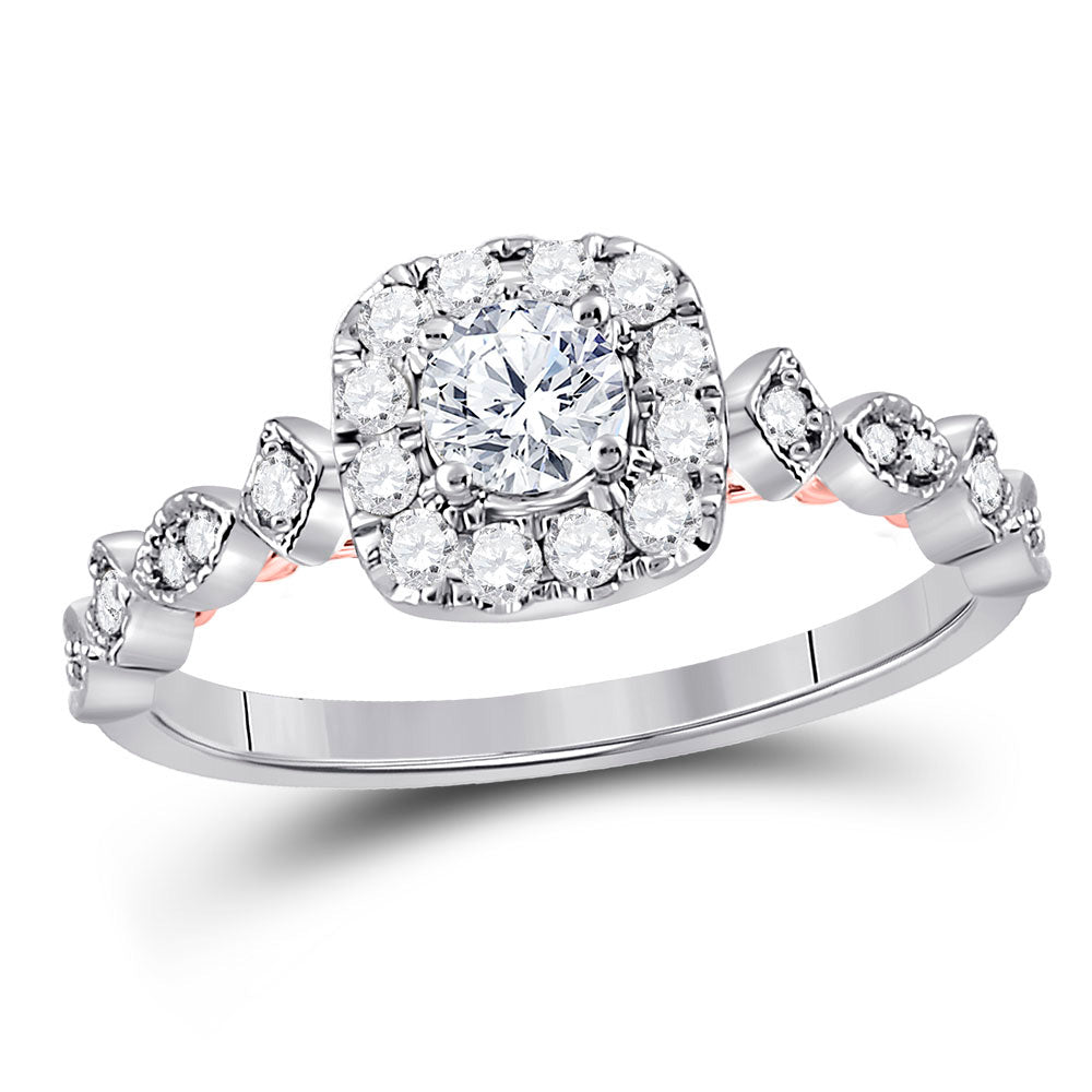 14K Two-tone Gold Round Diamond Solitaire Bridal Wedding Engagement Ring 3/4 Cttw, Womens Size: 5-10