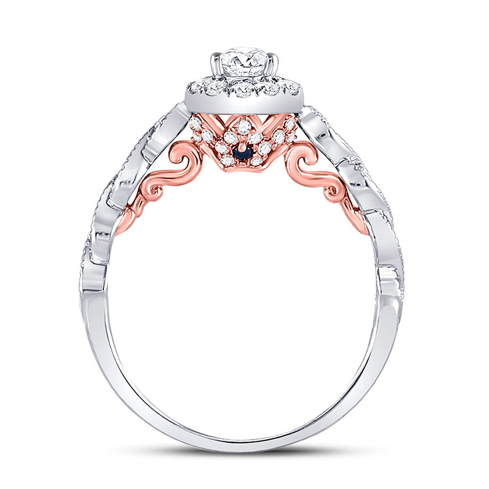 14K Two-tone Gold Pear Diamond Solitaire Bridal Wedding Engagement Ring 3/4 Cttw, Womens Size: 5-10