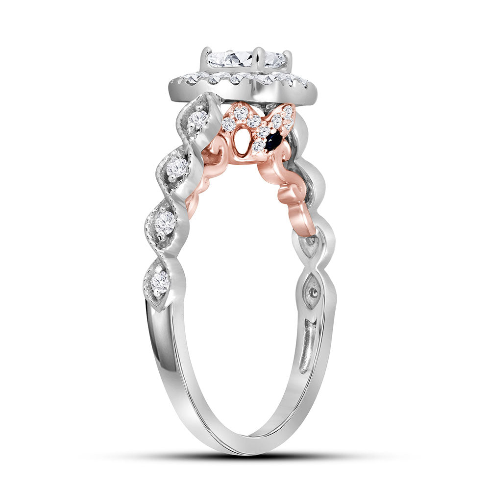14K Two-tone Gold Emerald Diamond Halo Bridal Wedding Engagement Ring 3/4 Cttw, Womens Size: 5-10
