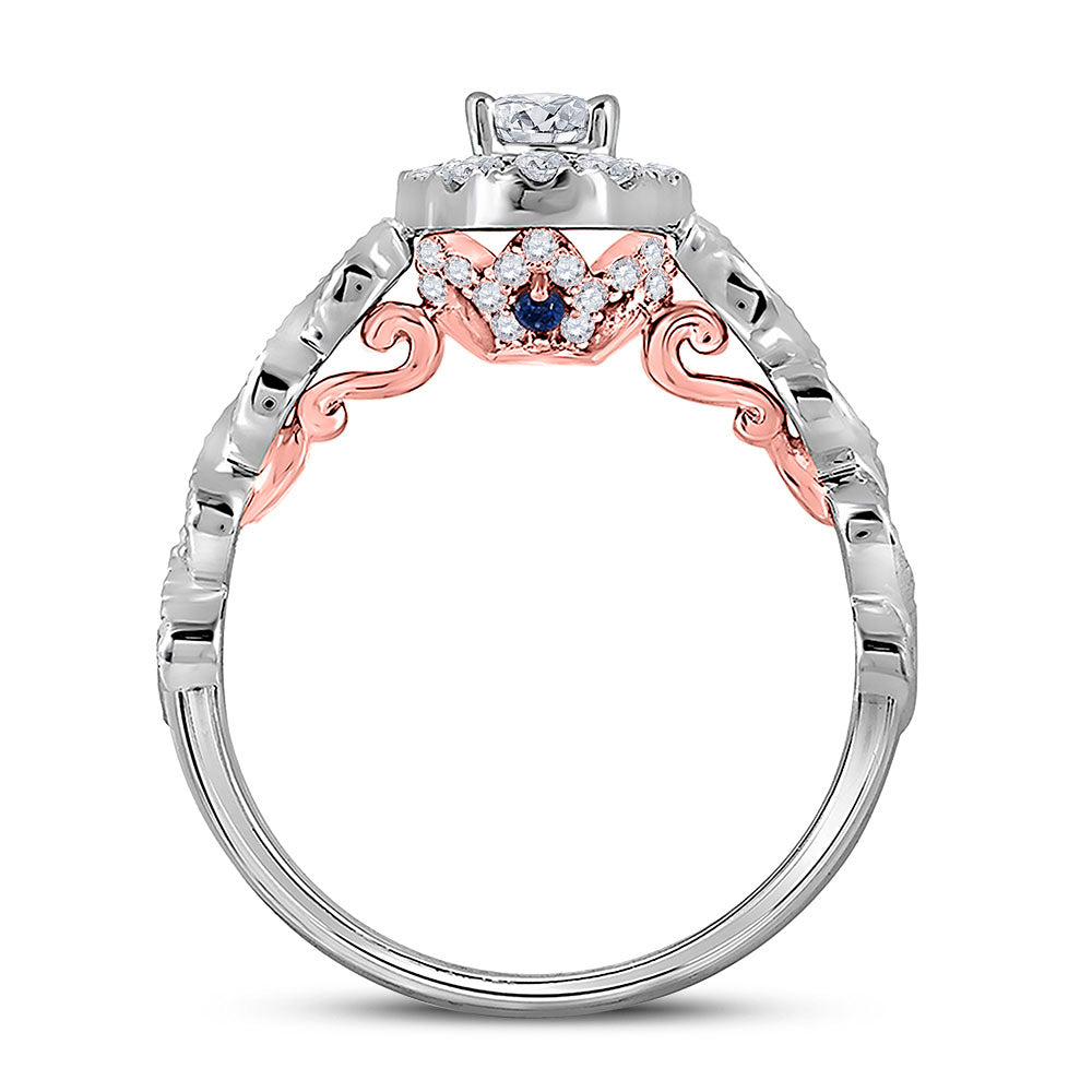 14K Two-tone Gold Oval Diamond Halo Bridal Wedding Engagement Ring 3/4 Cttw, Womens Size: 5-10