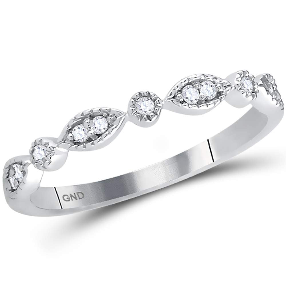 14K Yellow Or Rose Or White Gold Womens Round Diamond Classic Stackable Band Ring 1/10 Cttw, Womens Size: 5-10