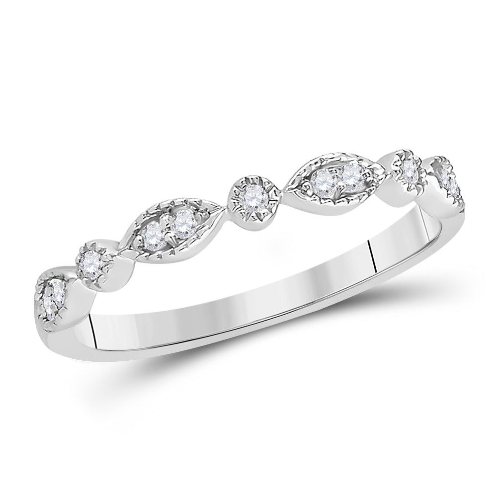 14K Yellow Or Rose Or White Gold Womens Round Diamond Classic Stackable Band Ring 1/10 Cttw, Womens Size: 5-10