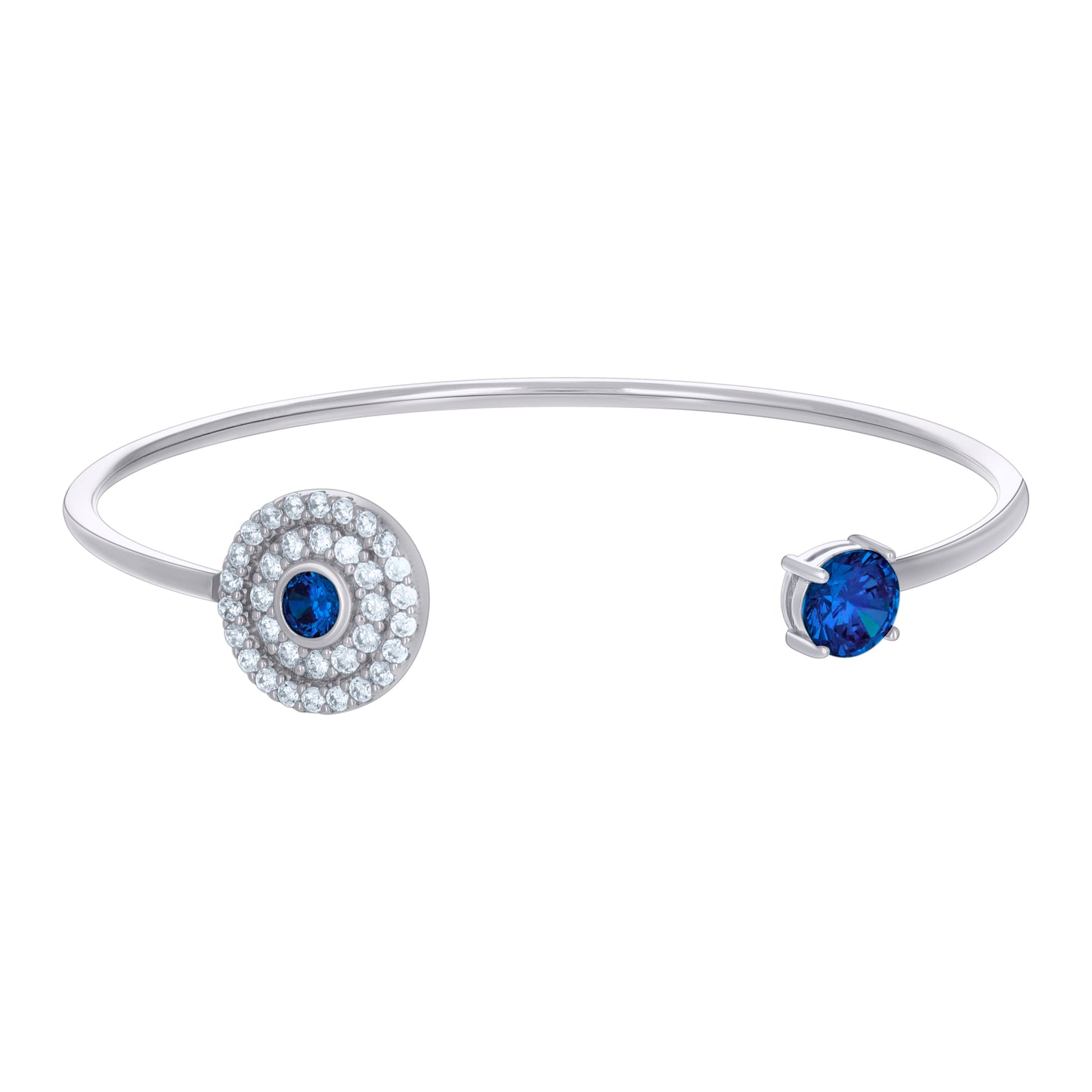 Sterling Silver Womens Cubic-Zirconia Fashion Cuff Bangle