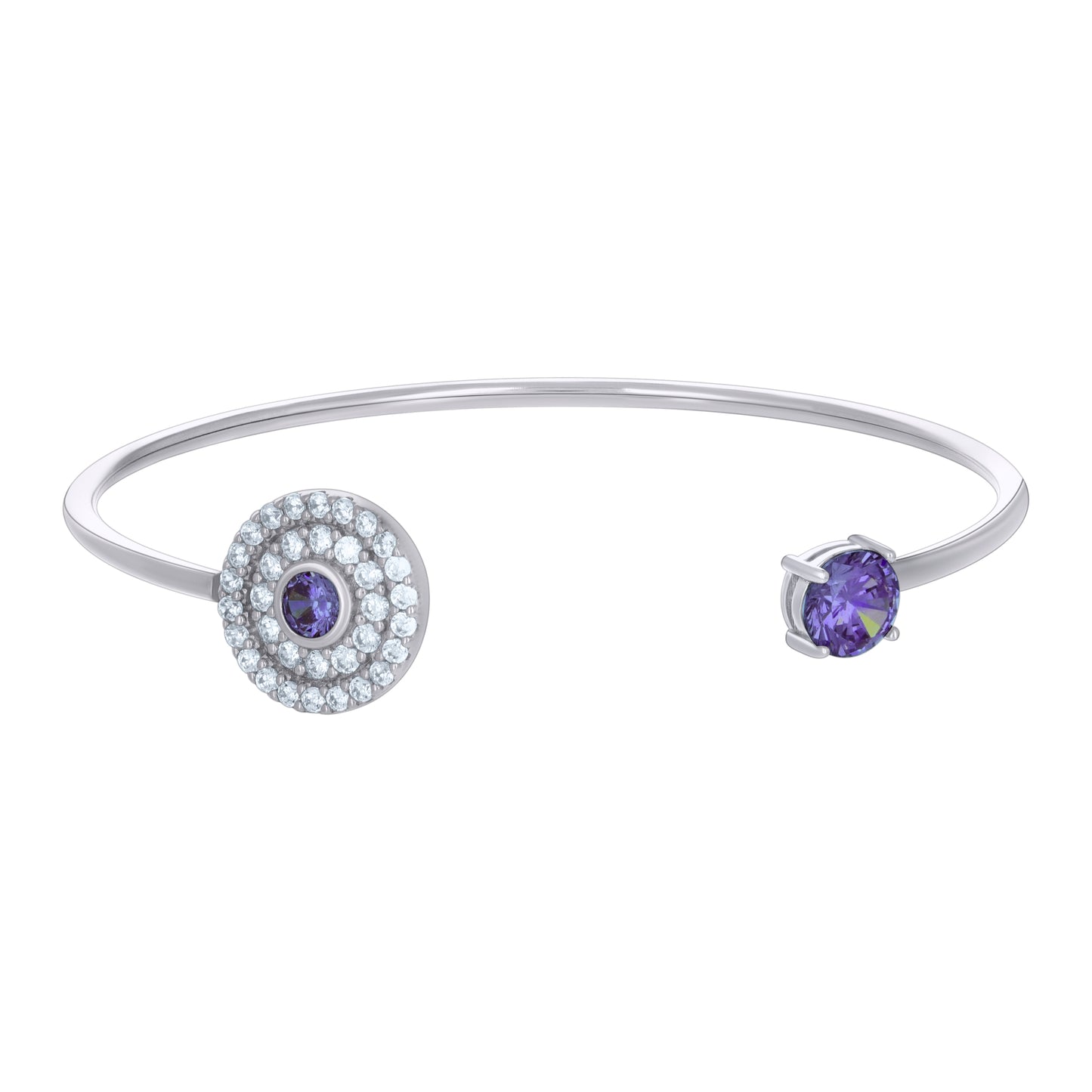 Sterling Silver Womens Cubic-Zirconia Fashion Cuff Bangle