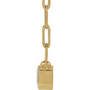 14K Yellow Gold Asscher 5 X 5 Mm Lab-Grown Moissanite Solitaire Necklace, Length: 16 In
