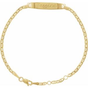 14K Yellow Gold 27 X 5.3 Mm 6-7 In Polished Men's Anchor Adjustable Identification Bracelet