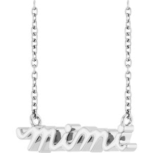 14K White Gold 19.15 X 5 Mm 18 In Polished Lowercase Script Mimi Necklace
