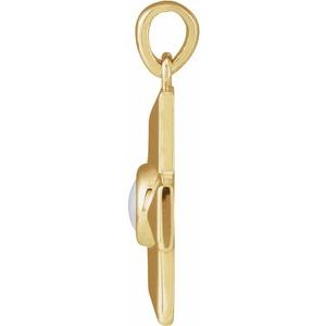 14K Yellow Gold Round 4 Mm Natural White Opal Gratitude Pendant