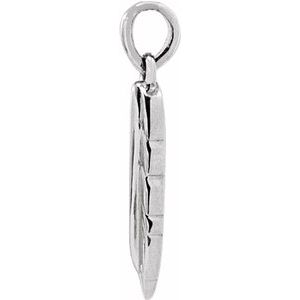14K White Gold 19.39 X 3.87 Mm Polished Feather Pendant