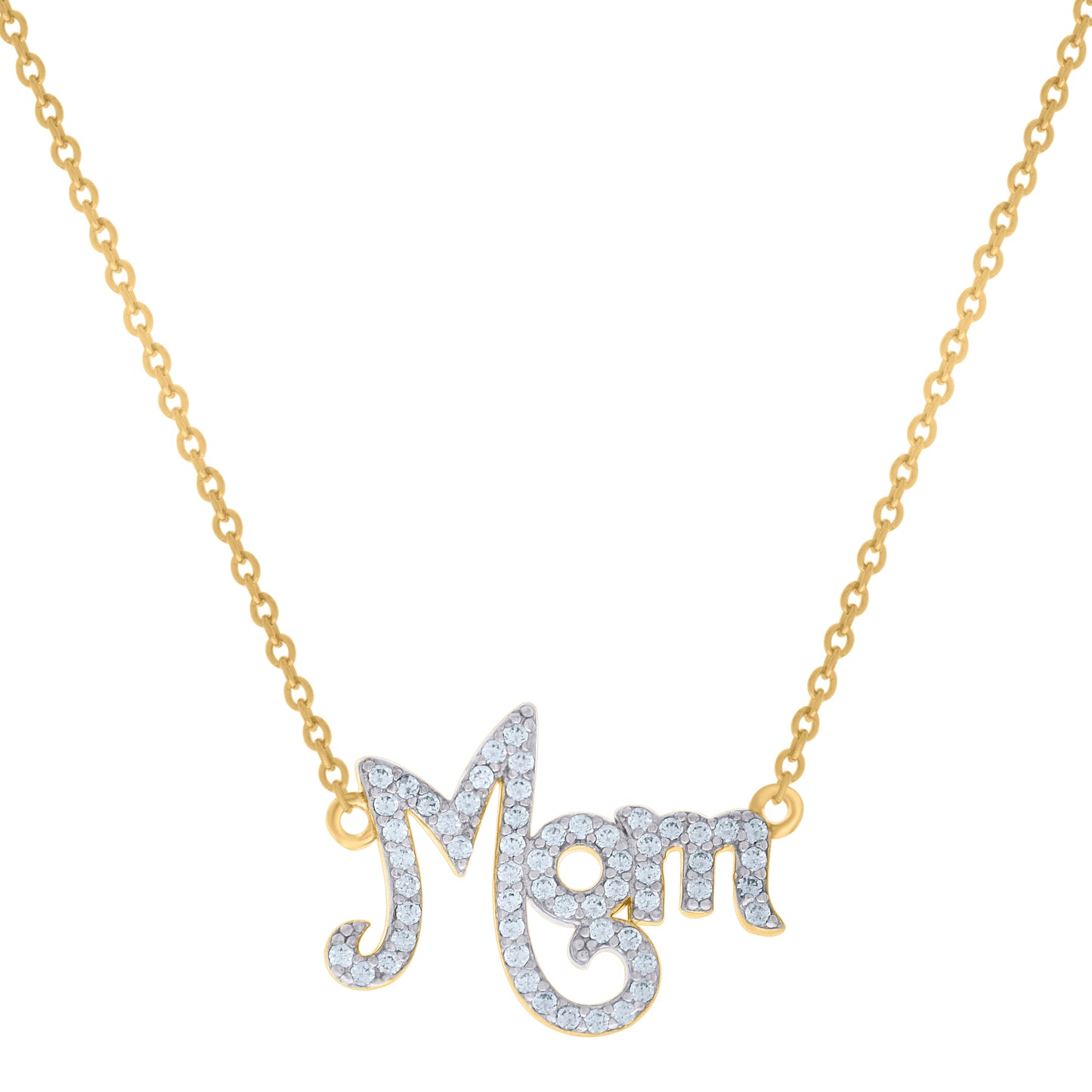 Sterling Silver Womens Cubic-Zirconia Mom Necklace