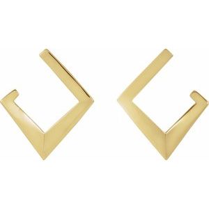 14K Yellow Gold Geometric Front-Back Hoop Earrings