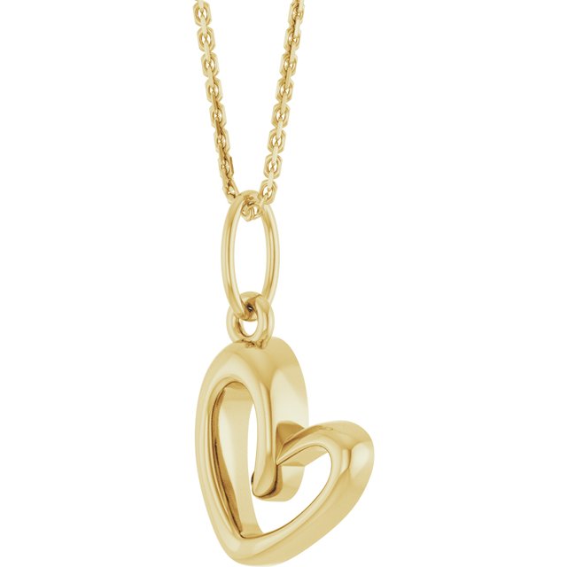 14K Yellow Gold 14.5 X 7.9 Mm 18 In Polished Petite Heart Necklace
