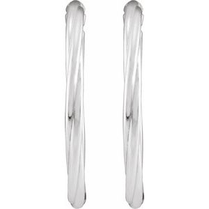 Sterling Silver Pair Hollow Twisted Hoop Earrings, Length: 30 Mm, Thickness: 2.5 Mm