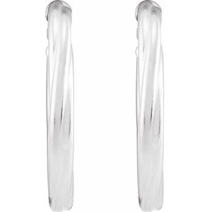 Sterling Silver Pair Hollow Twisted Hoop Earrings, Length: 20 Mm, Thickness: 2.5 Mm