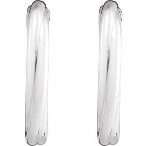 Sterling Silver Pair Hollow Twisted Hoop Earrings, Length: 15 Mm, Thickness: 2.5 Mm