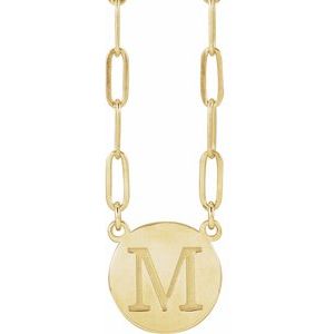 14K Yellow Gold 10 X 10 Mm 16 In Polished Engravable Disc Necklace