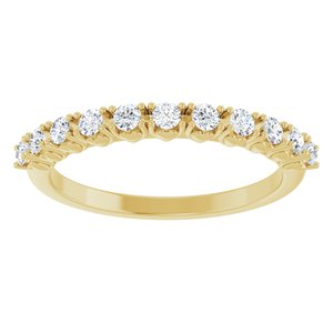14K Yellow Gold Round 2 Mm Polished 1/3 Ctw Lab-Grown Diamond Anniversary Band Size 7