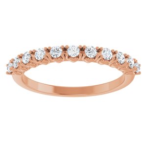 14K Rose Gold Round 2 Mm Polished 1/3 Ctw Lab-Grown Diamond Anniversary Band Size 7