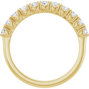 14K Yellow Gold Round 2 Mm Polished 1/3 Ctw Lab-Grown Diamond Anniversary Band Size 7