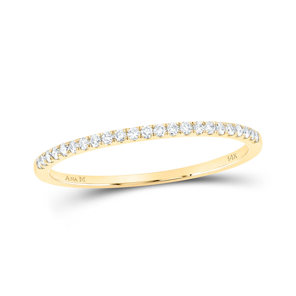 14K Yellow Gold Womens Round Diamond Stackable Band Ring 1/8 Cttw, Womens Size: 5-10