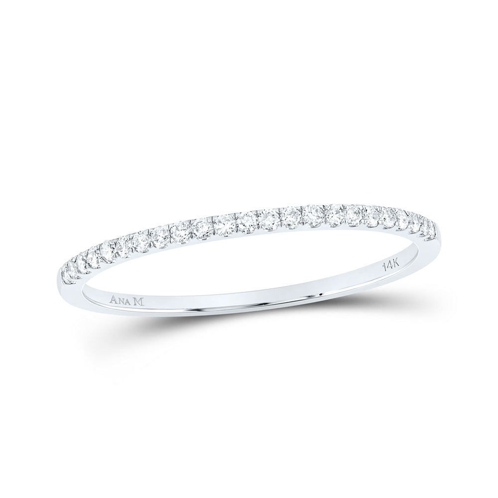 14K White Gold Womens Round Diamond Timeless Stackable Band Ring 1/8 Cttw, Womens Size: 5-10