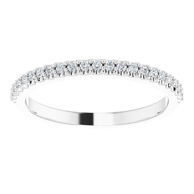 14K White Gold Round 1.2Mm Si1-Si2, G-H Polished 1/6 Ctw Lab-Grown Diamond Matching Band, Size 7