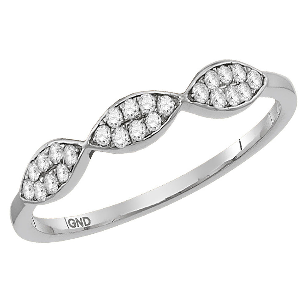 14K White Gold Womens Round Diamond Oval Stackable Band Ring 1/8 Cttw, Womens Size: 5-10