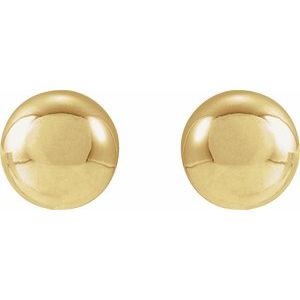14K Yellow Gold 8 Mm Pair Friction Backs Polished Ball Earrings