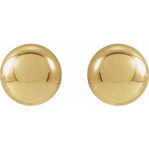 14K Yellow Gold 6 Mm Pair Friction Backs Polished Ball Earrings