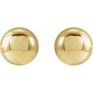 14K Yellow Gold 5 Mm Pair Friction Backs Polished Ball Earrings