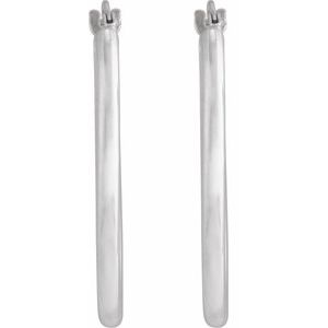 14K White Gold 28 X 18.5 Mm 2 Mm Pair Hinged Polished Hollow Elongated Oval Tube Hoop Earrings