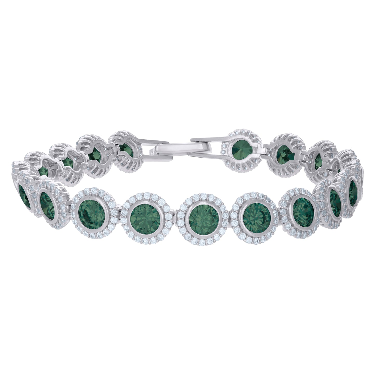 Sterling Silver Womens Cubic-Zirconia Link Fashion Bracelet Size 7 Inches